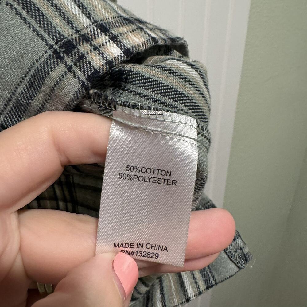 Lovers Friends Gela Oversized Plaid Shirt Sage Green Size Small - Picture 5 of 6